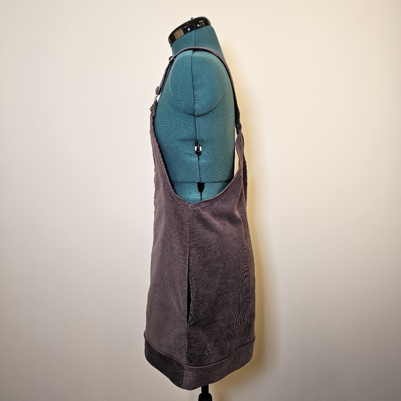 Custom handmade grey corduroy front buttoned overalls midi skirt size 2 US. - Picture 3 of 7